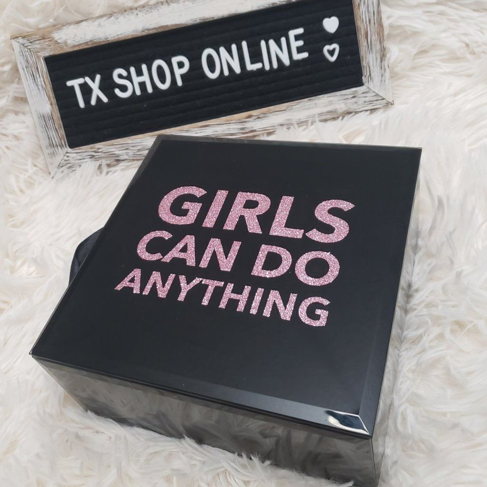 GIRLS CAN DO ANYTHING Mirror Jewelry Box NEW